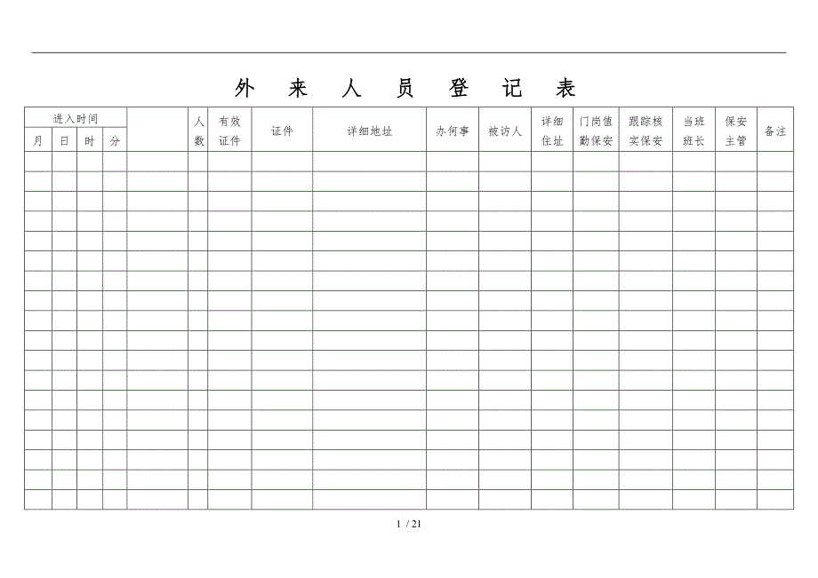 保安工作表格大全汇总_第1页