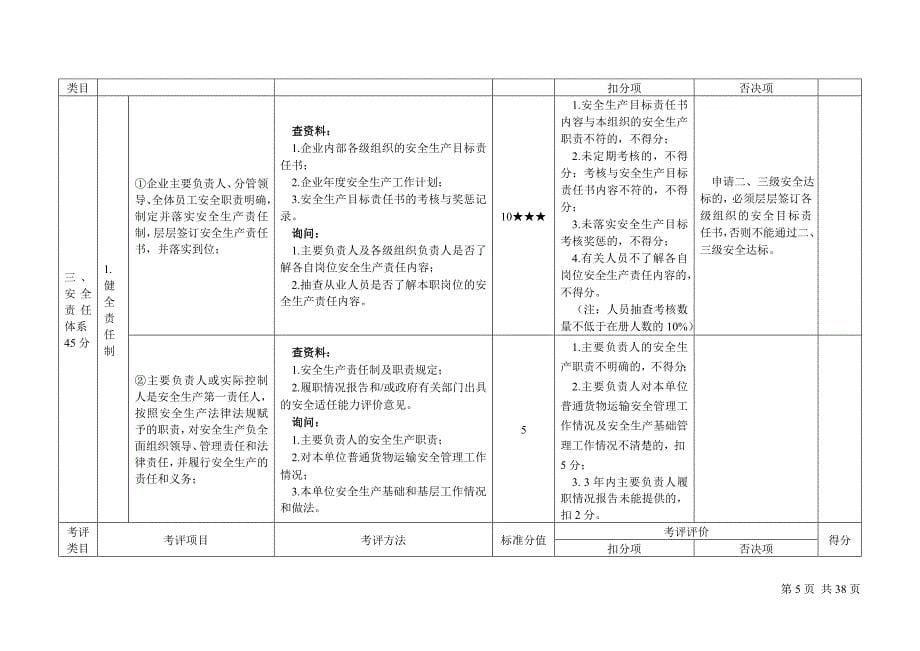 道路普通货运企业安全生产达标考评方法和考评实施细则_第5页