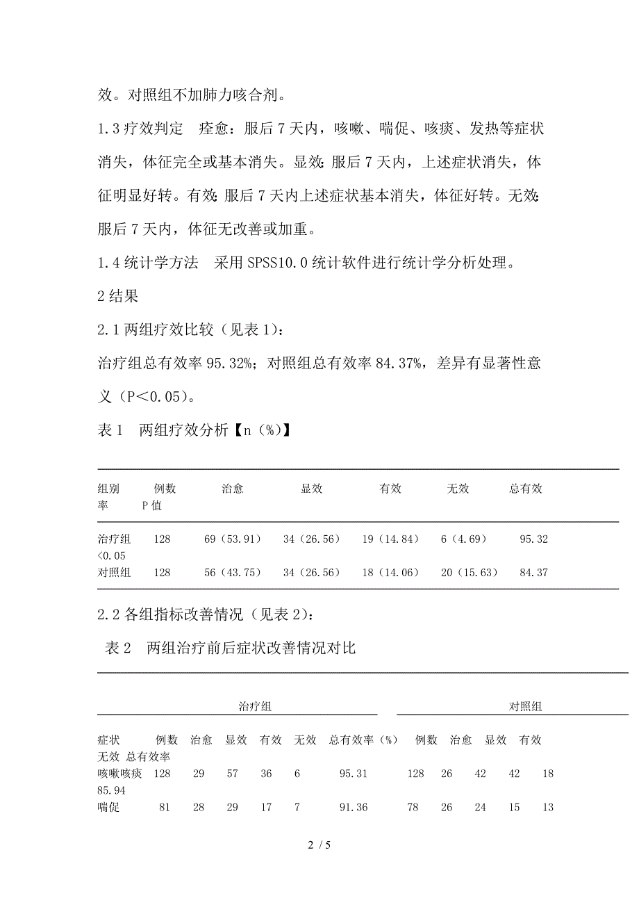 肺力咳合剂治疗婴幼儿肺炎临床观察_第2页