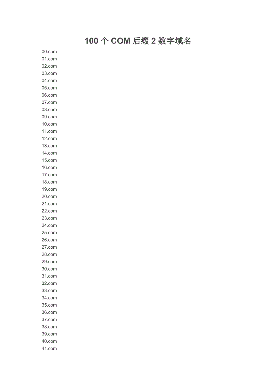 100个COM后缀2数字域名.doc_第1页