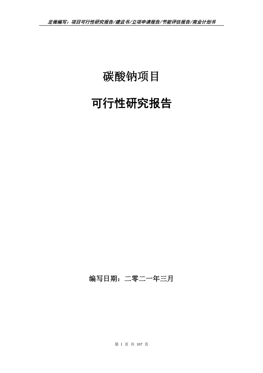 碳酸钠项目可行性研究报告立项申请_第1页