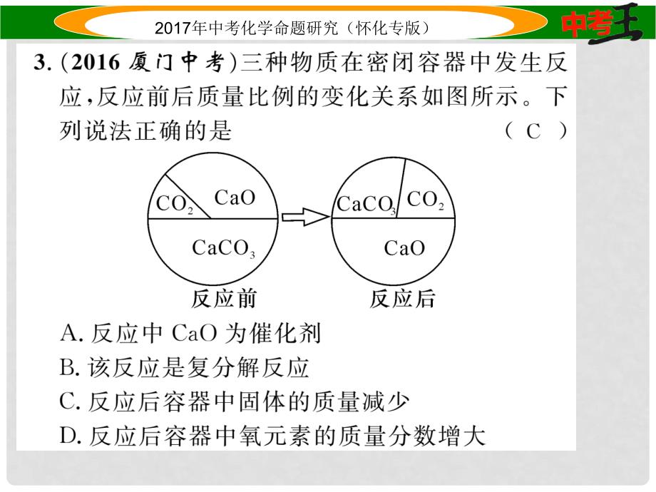 中考化学命题研究 第一编 教材知识梳理篇 第五单元 化学方程式 课时1 质量守恒定律（精练）课件_第4页