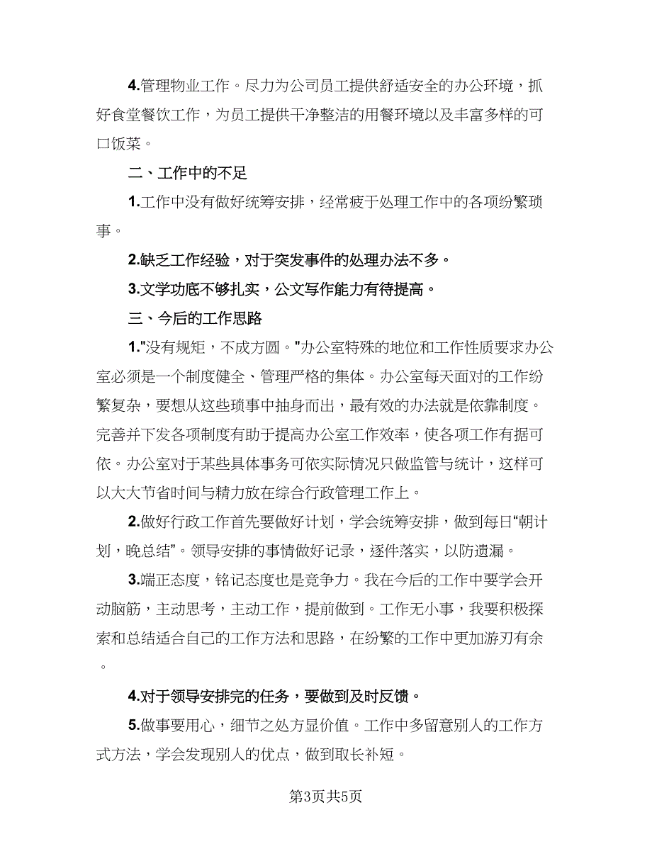 办公室行政后勤工作总结标准模板（二篇）_第3页