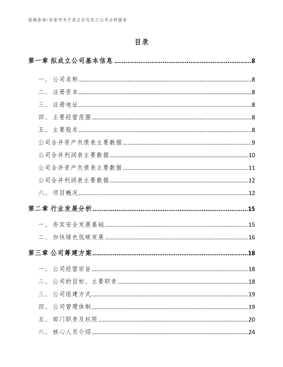 永安市关于成立石化化工公司分析报告（模板范本）_第2页