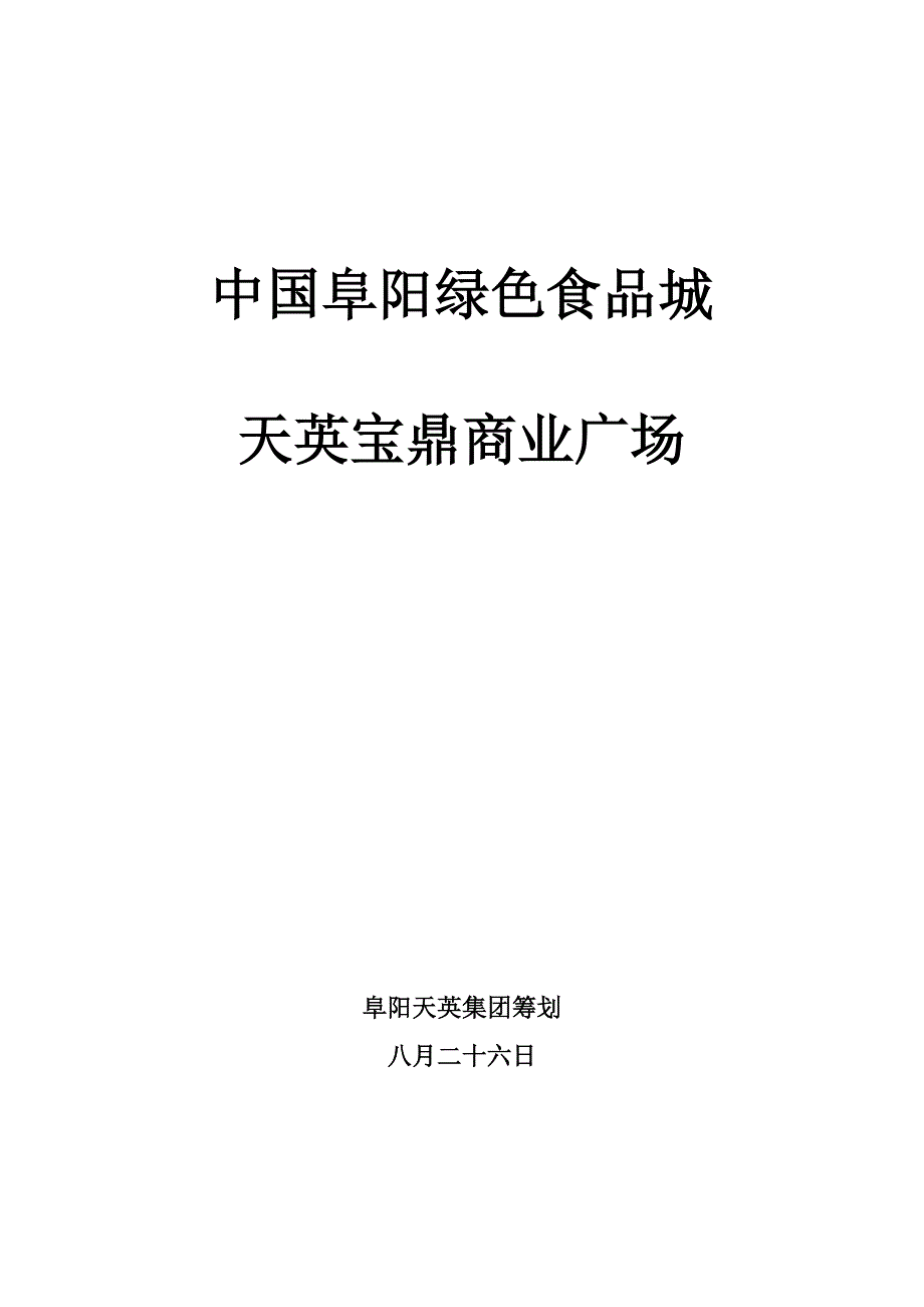 中国阜阳绿色食品城执行专题方案_第1页