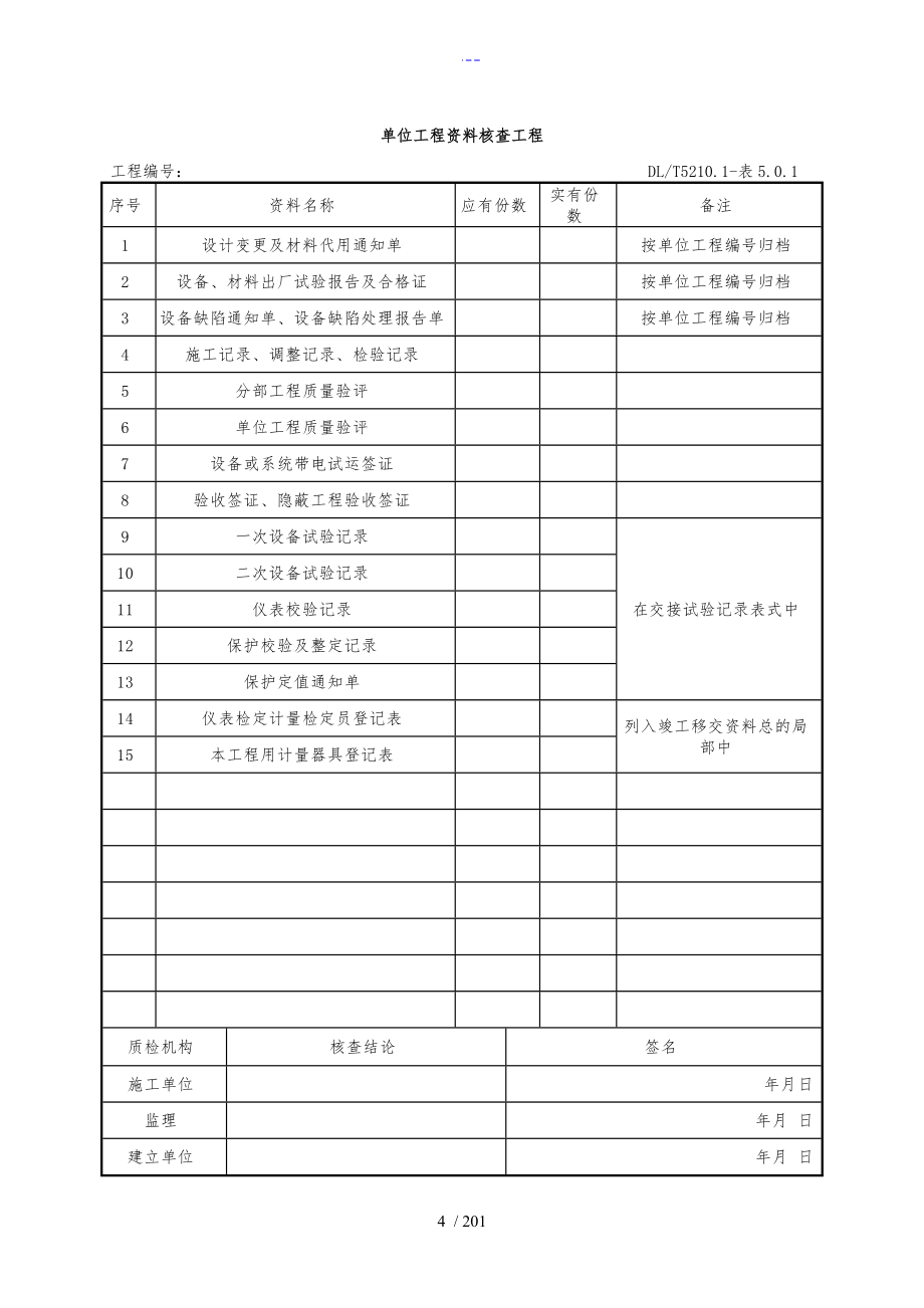 DLT5161表格大全（电气装置安装工程质量检验与评定规范流程）_第4页