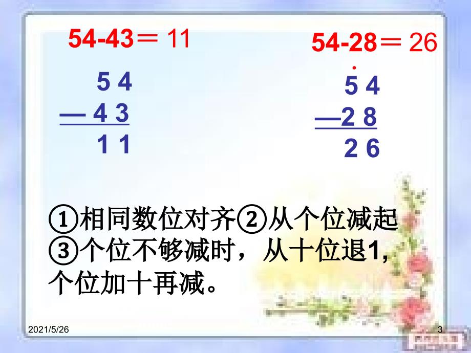 苏教版一年级下100以内数的加减法复习课PPT优秀课件_第3页