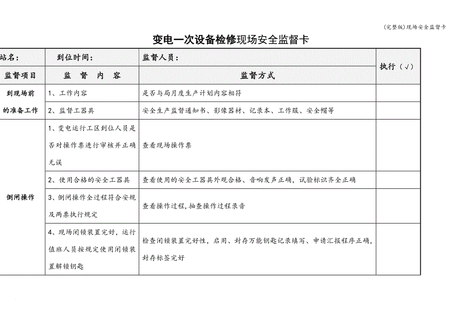 (完整版)现场安全监督卡.doc_第1页