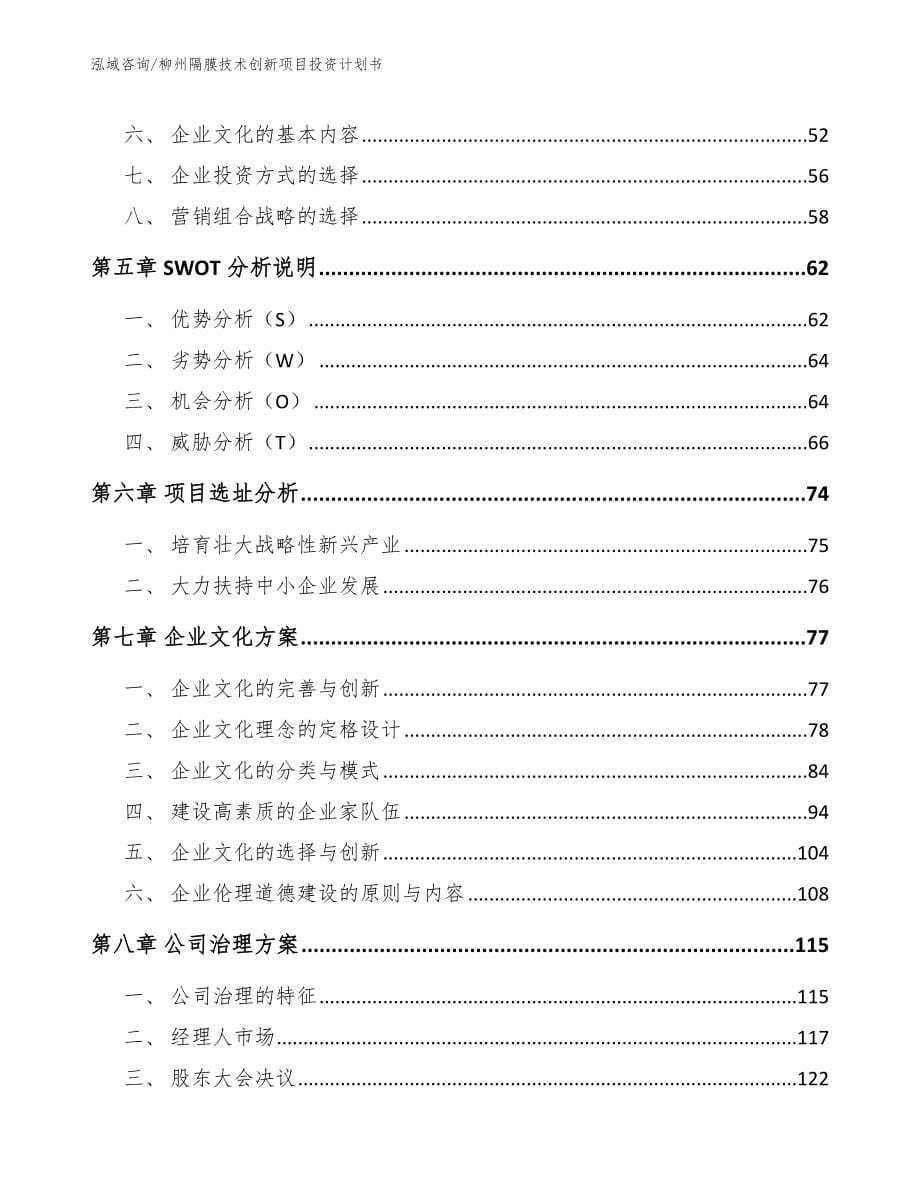 柳州隔膜技术创新项目投资计划书【模板】_第5页