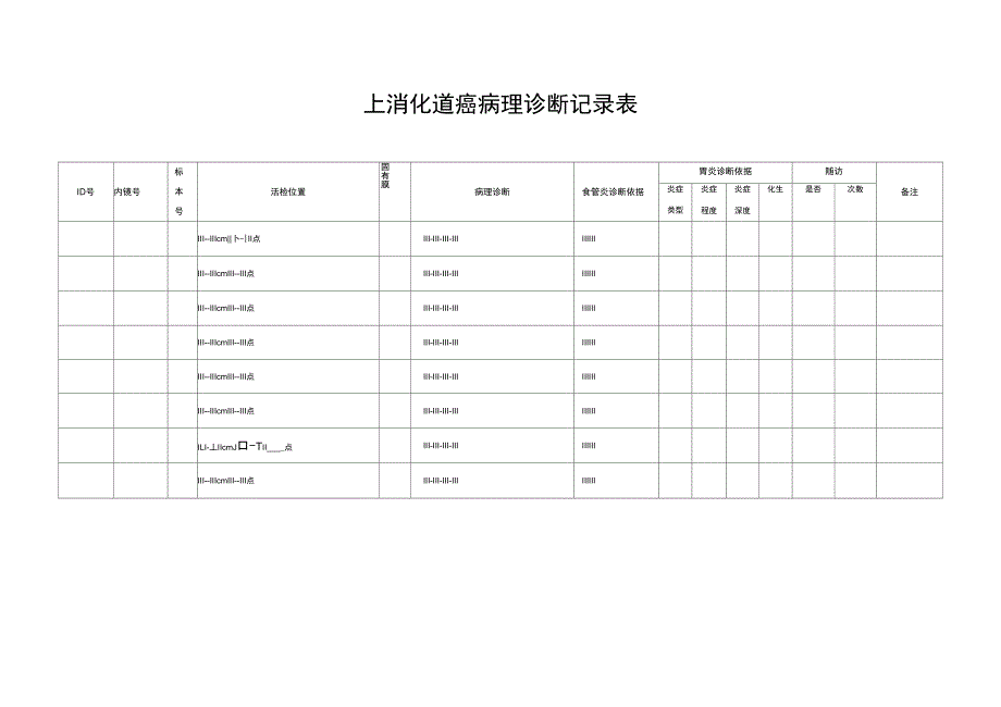 上消化道癌病理诊断记录表_第1页