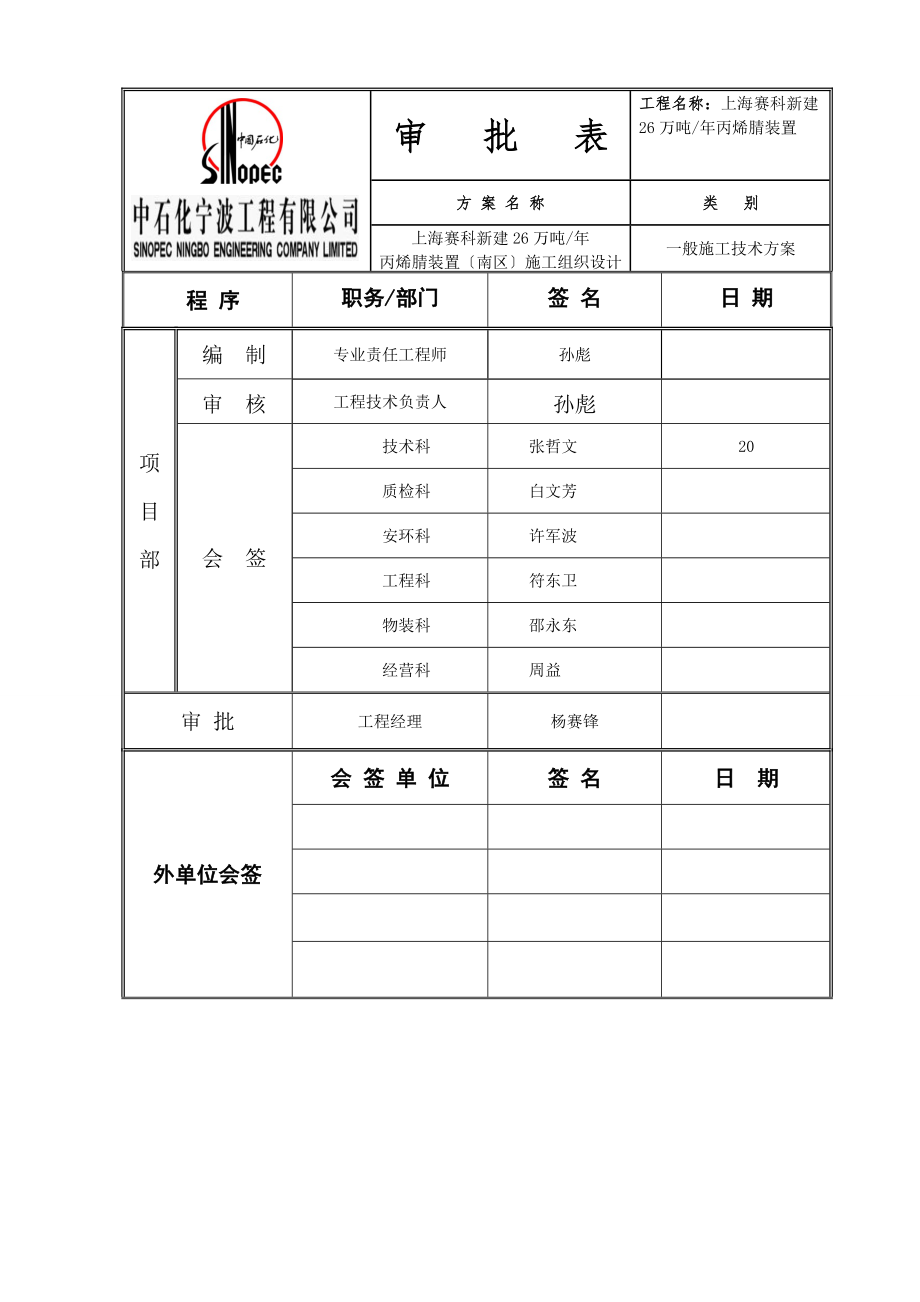 上海赛科新建26万吨年丙烯腈装置（南区）施工组织设计_第4页