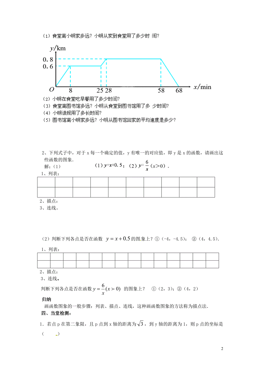 八年级数学下册19.1.2函数的图象函数的图像及其画法学案新版新人教版_第2页