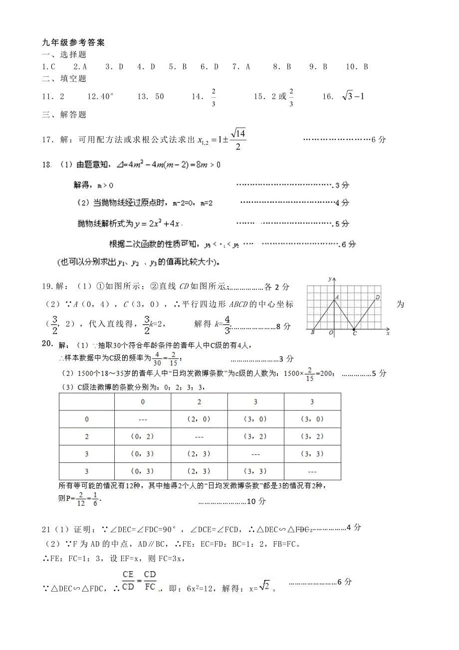 湖北省鄂州市吴都中学2015届九年级数学上学期期末考试试题 新人教版_第5页