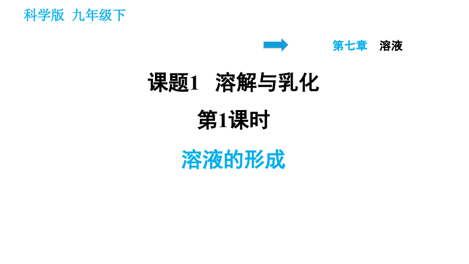 科学版九年级下册化学课件 第7章 7.1.1 溶液的形成_第1页