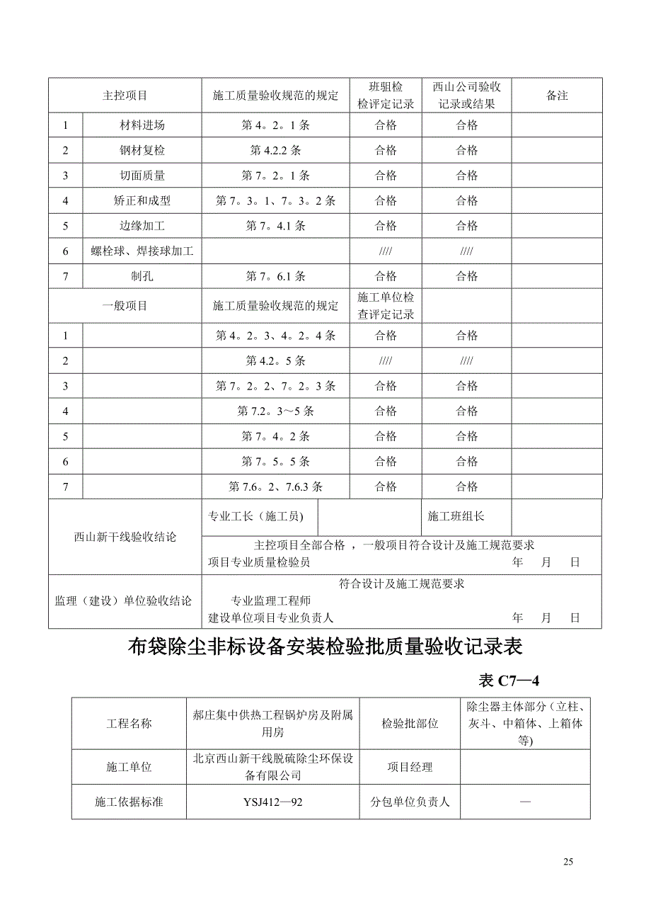 布袋除尘器分部分项验收记录表_第4页