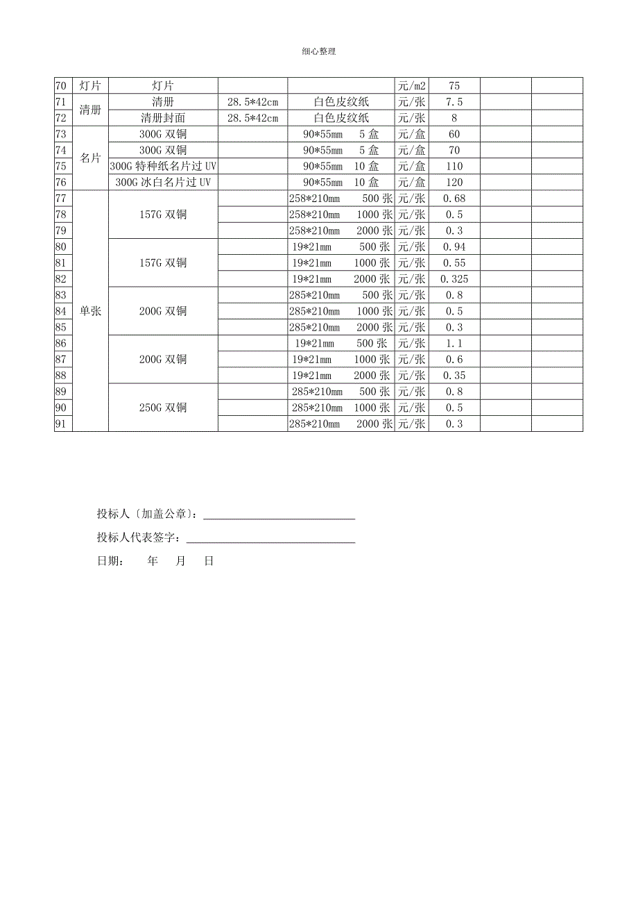 二投标报价明细表广告牌_第4页