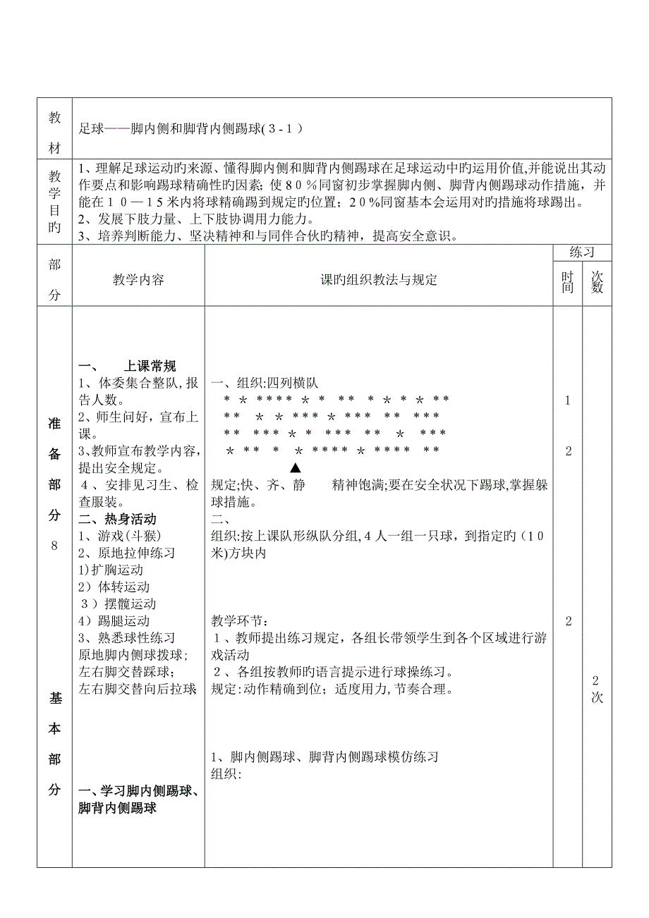 足球教案(脚内侧和脚背内侧踢球)_第1页