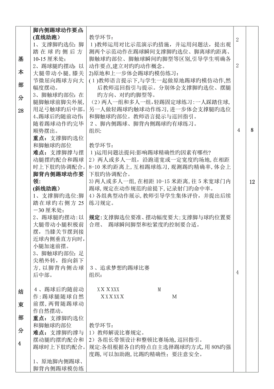 足球教案(脚内侧和脚背内侧踢球)_第2页