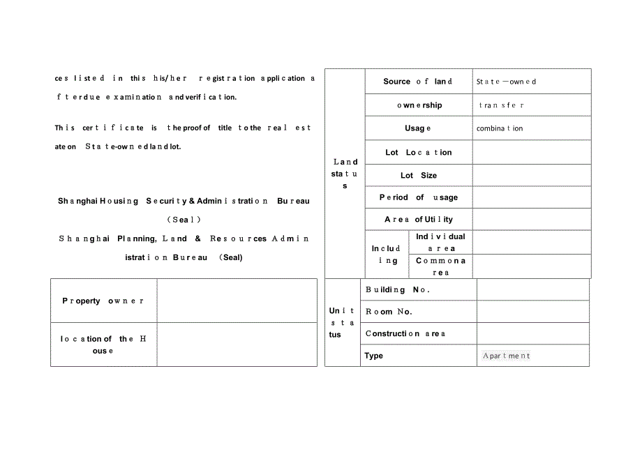 上海市房产证英文翻译_第2页