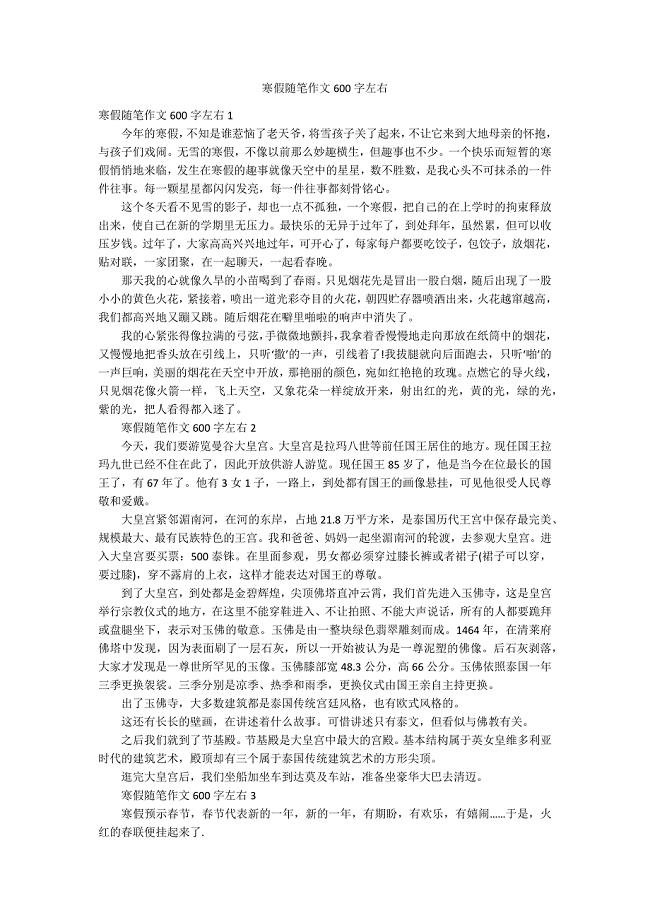 寒假随笔作文600字左右.docx