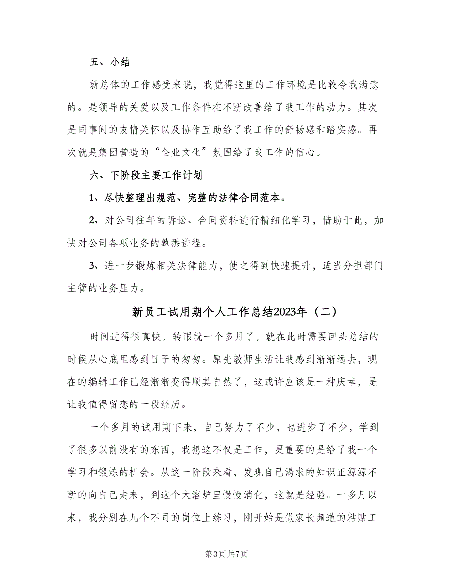 新员工试用期个人工作总结2023年（3篇）.doc_第3页