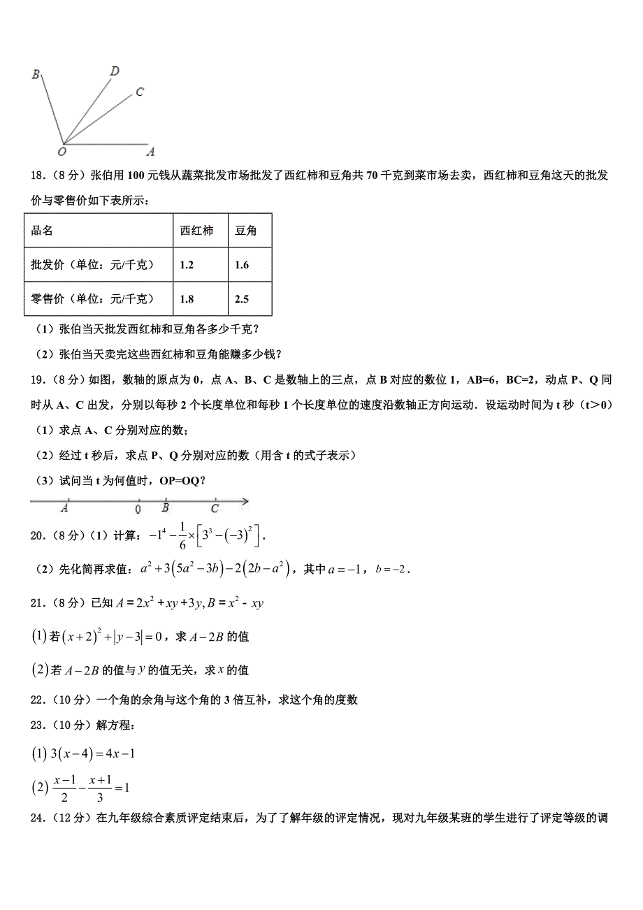 2023届河北省黄骅市七年级数学第一学期期末复习检测模拟试题含解析.doc_第3页