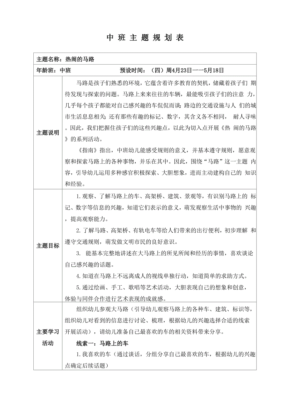 主题计划《热闹的马路》_第1页