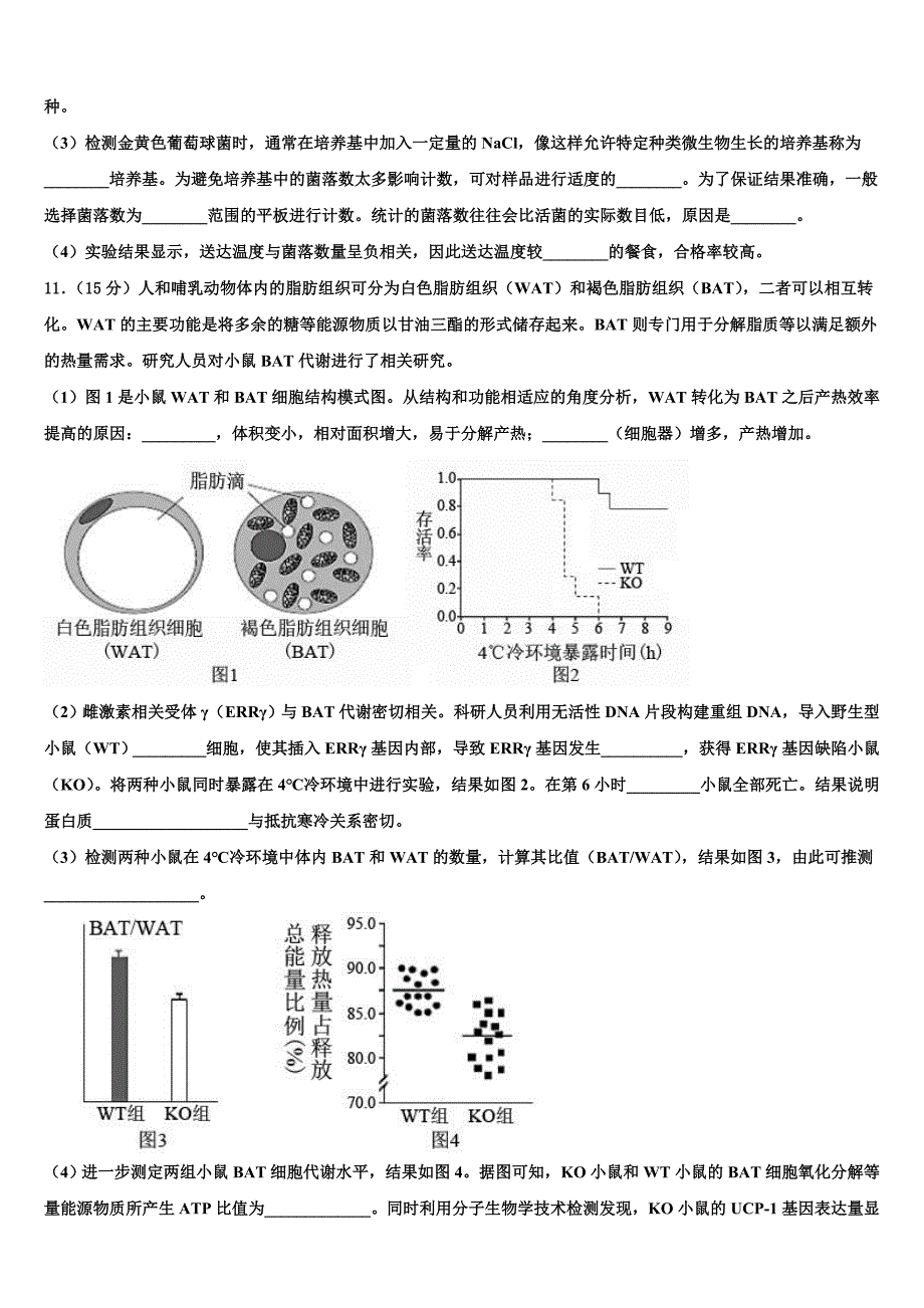 湖南省长沙市实验中学2023年高三下学期一模考试生物试题（含答案解析）.doc_第4页