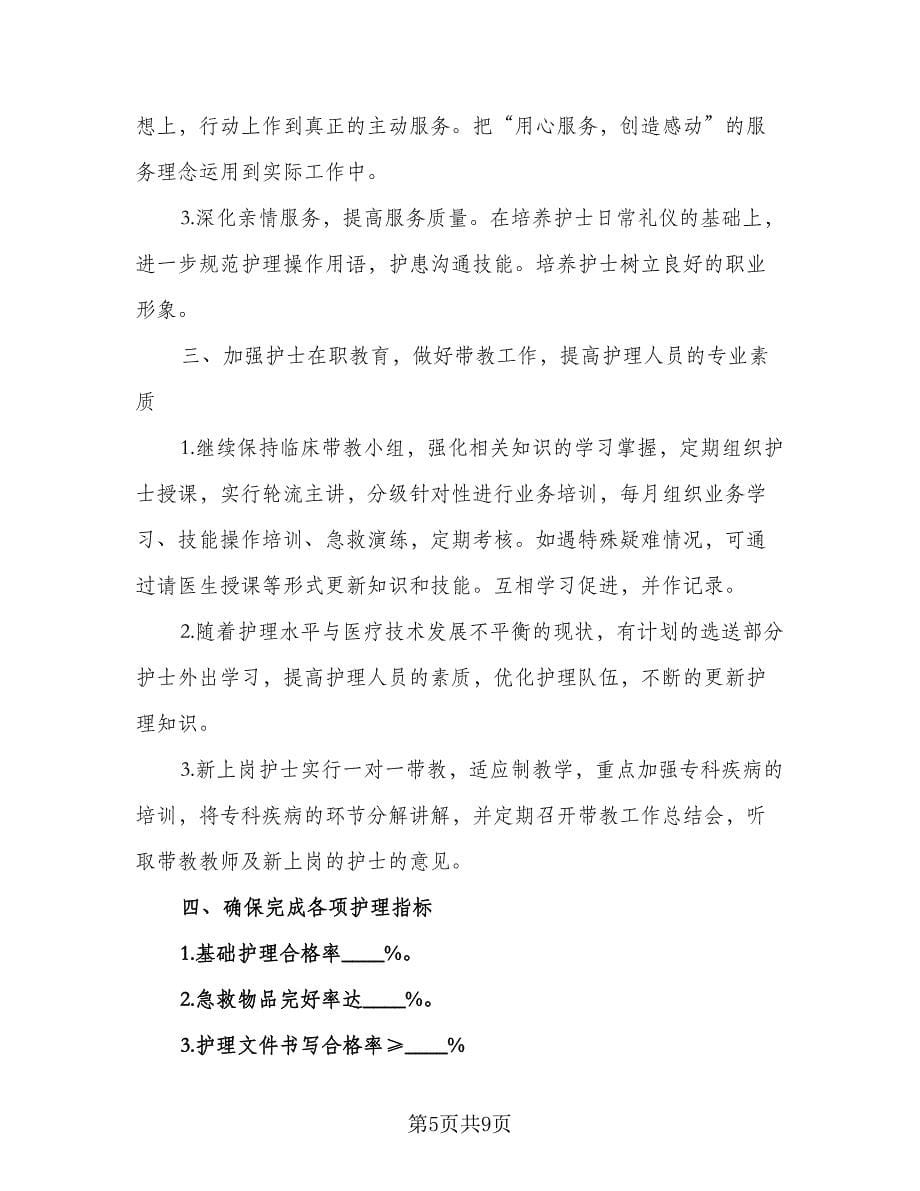 2023年度护理工作计划标准范文（三篇）.doc_第5页