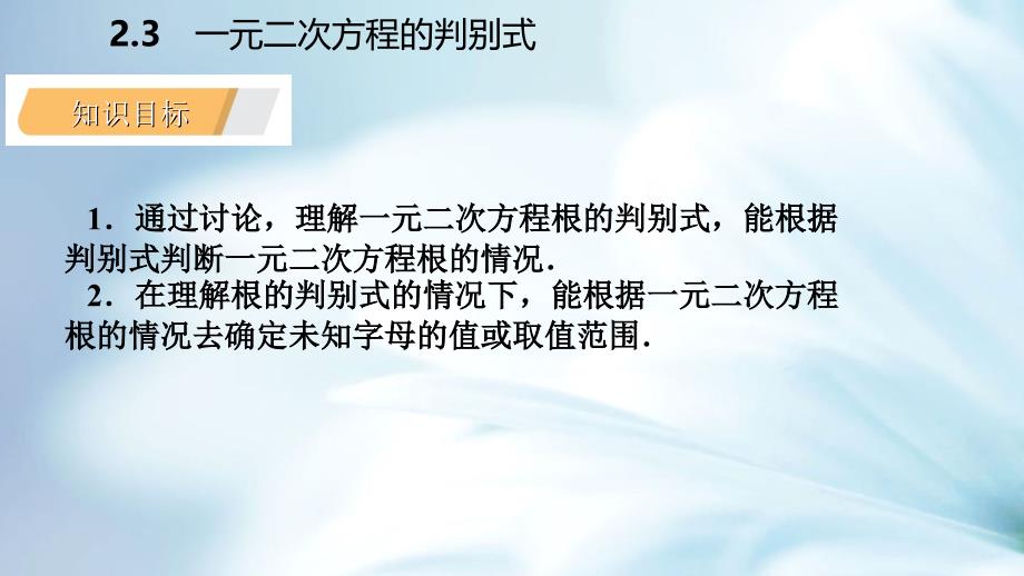 精品九年级数学上册第2章一元二次方程2.3一元二次方程根的判别式导学课件湘教版_第4页