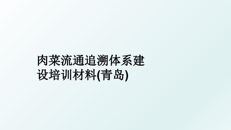 肉菜流通追溯体系建设培训材料(青岛)_第1页