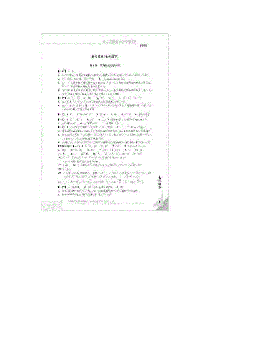 最新数学课课练习与评价参考答案七年级下优秀名师资料_第2页