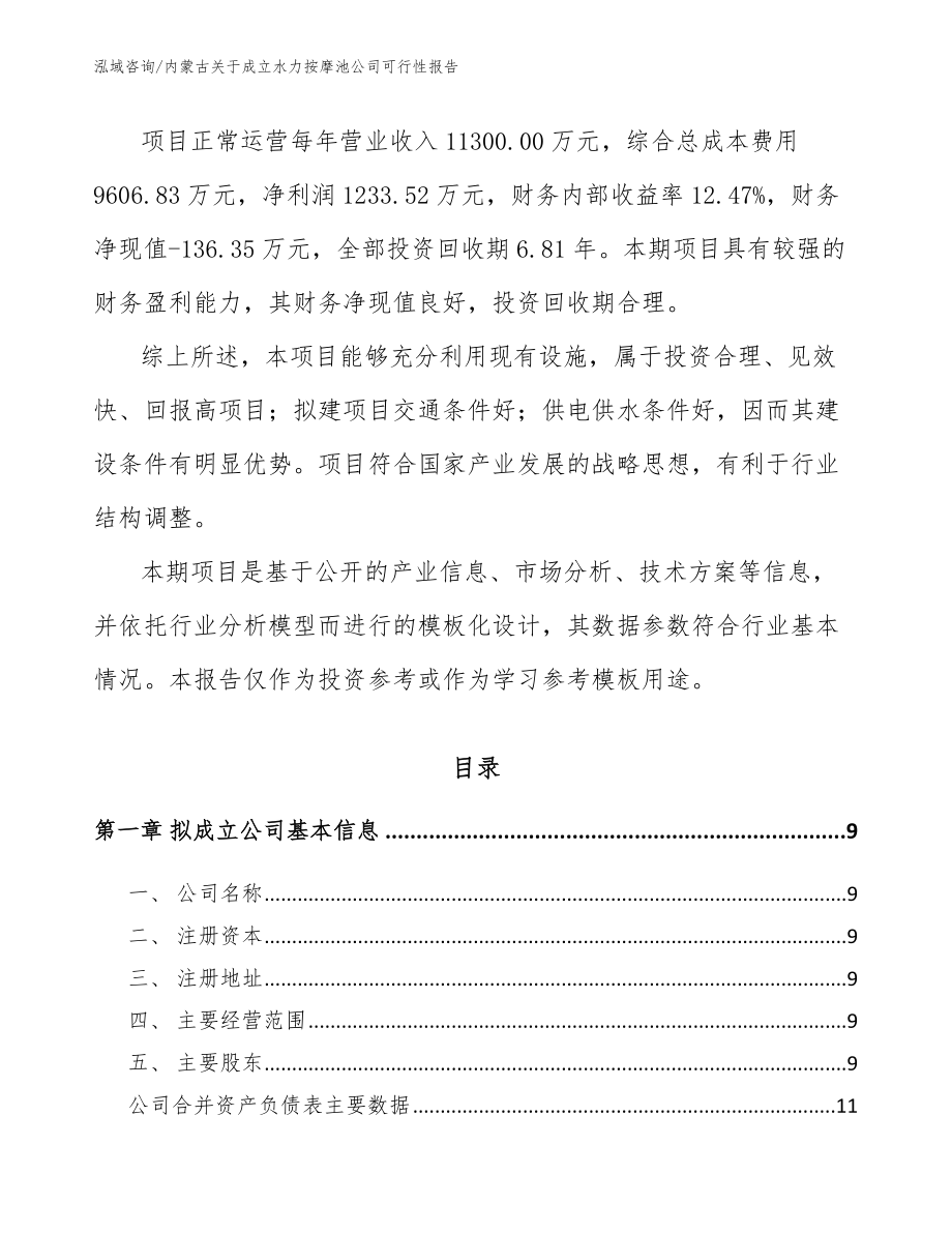 内蒙古关于成立水力按摩池公司可行性报告_模板范本_第3页