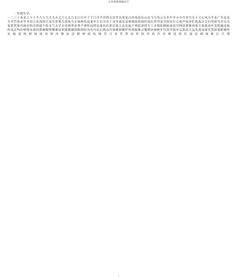 小学需要掌握汉字.docx_第1页