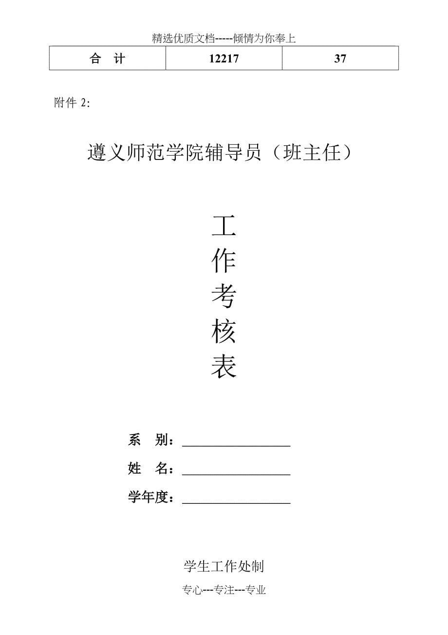 贵州省遵义师范学院10-11学年度辅导员(班主任)考核及评优_第5页