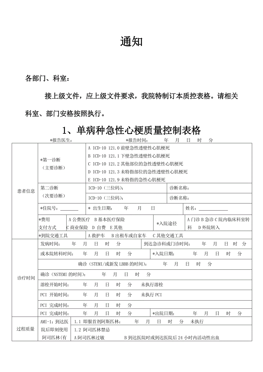 医院单病种质量控制表单(完整版).doc_第1页