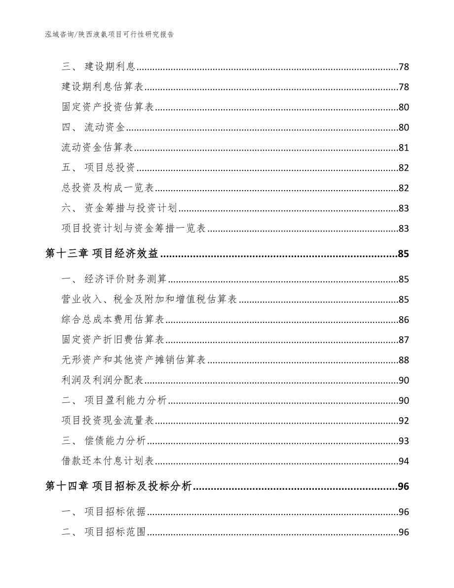 陕西液氨项目可行性研究报告（参考范文）_第5页