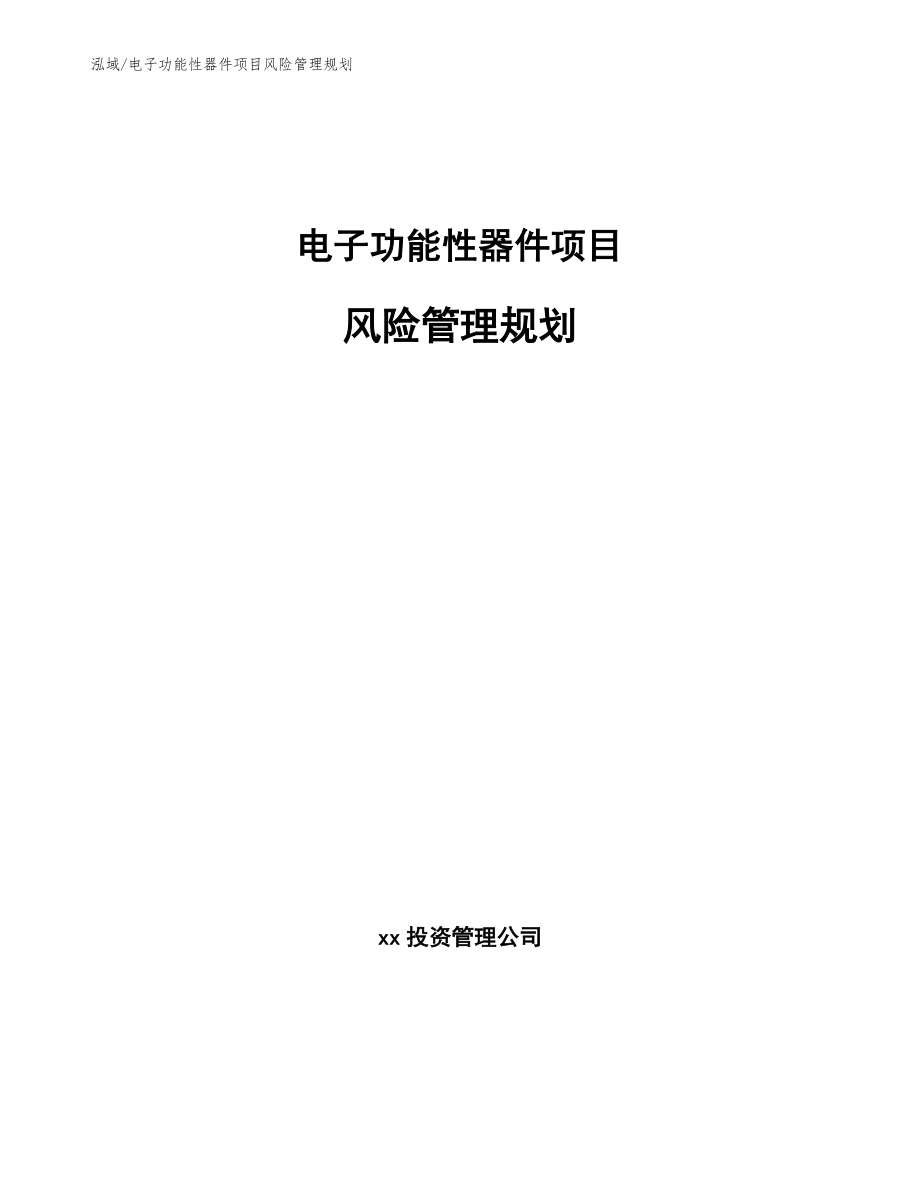 电子功能性器件项目风险管理规划_第1页