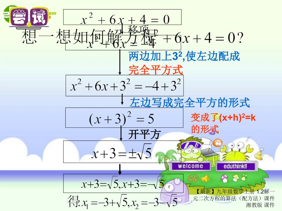 最新九年级数学上册1.2解一元二次方程的算法配方法课件湘教版课件_第4页