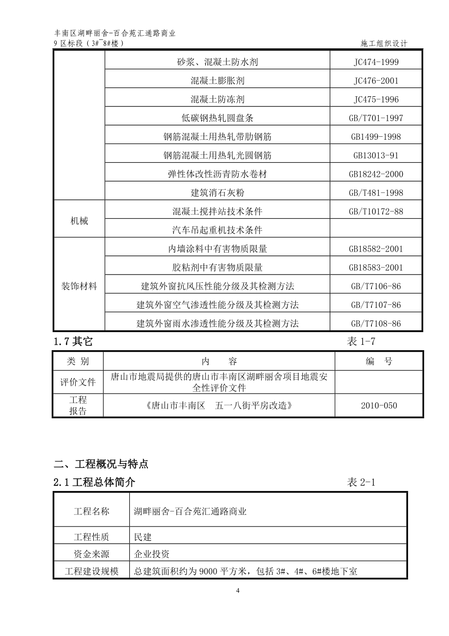 丰南区湖畔丽舍百合苑汇通路商业 9 区标段施工组织设计_第4页