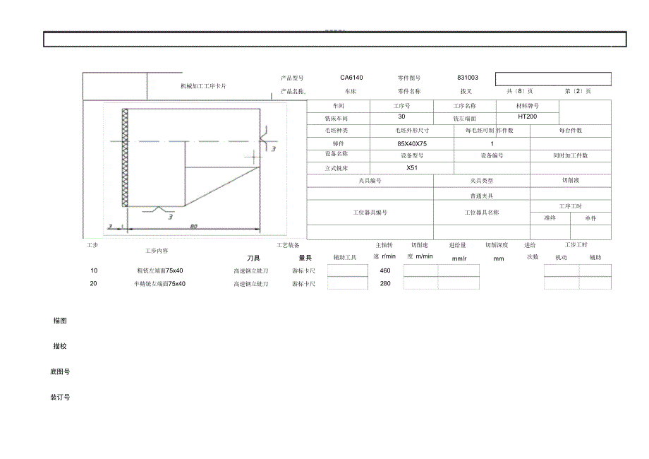 拨叉831003课程设计工序卡片_第2页