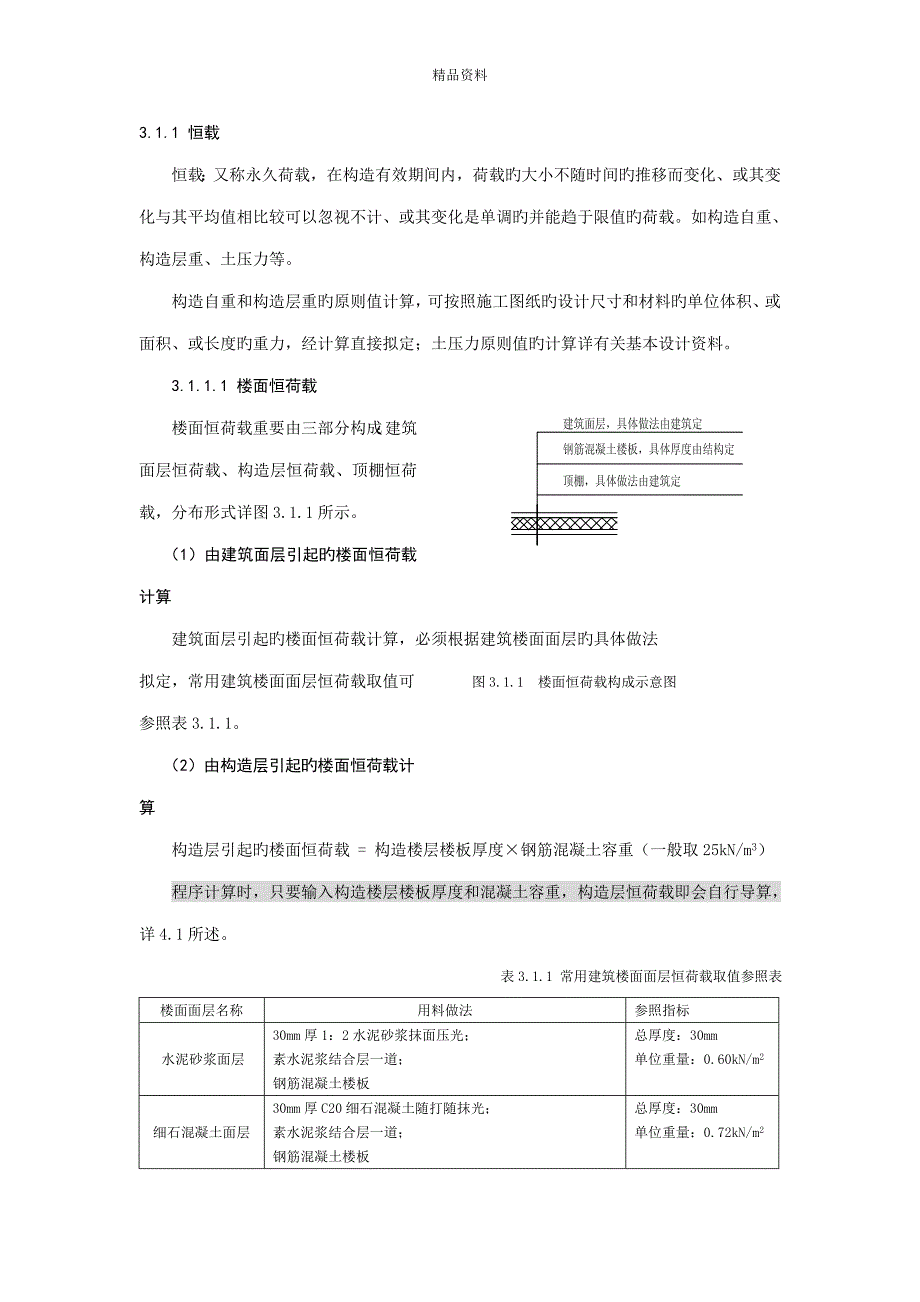 结构设计楼面及屋面恒荷载取值_第1页