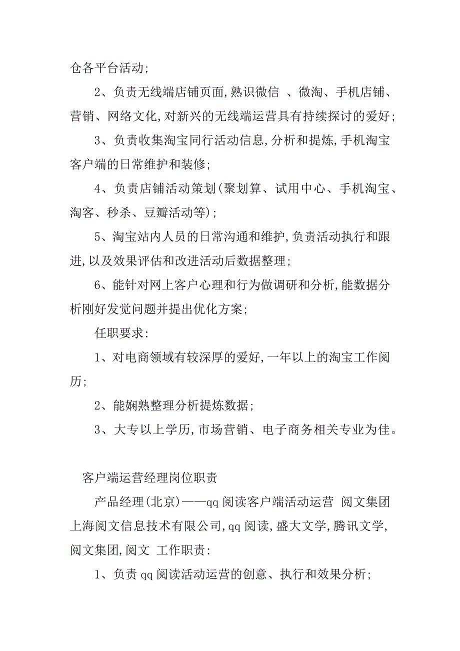 2023年端运营岗位职责(篇)_第2页