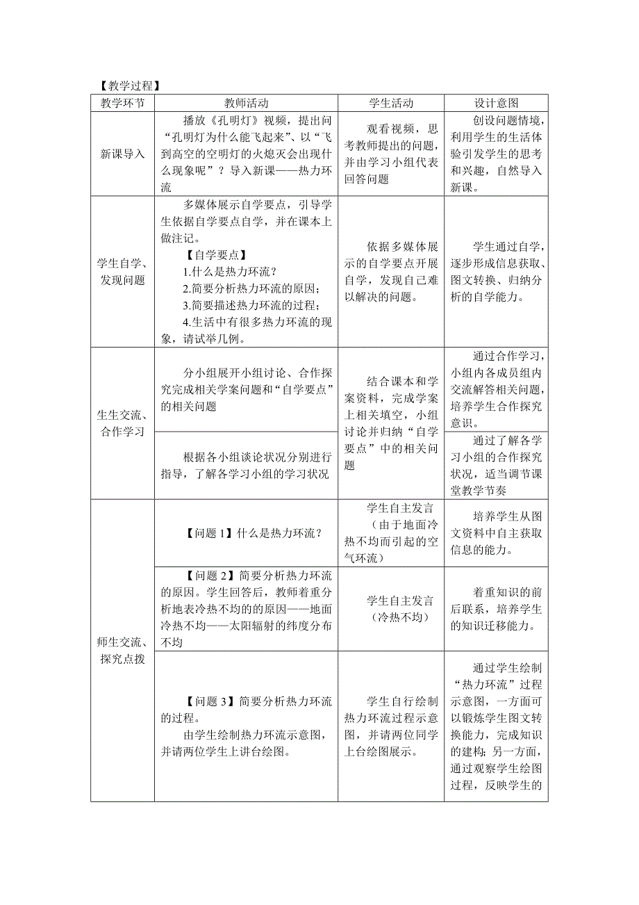 人教必修1第二章地球上的大气第一节冷热不均引起大气运动——热力环流 教学设计_第2页