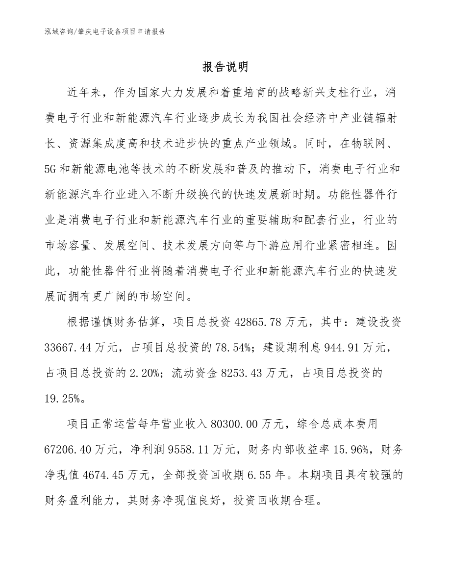 肇庆电子设备项目申请报告【范文】_第2页