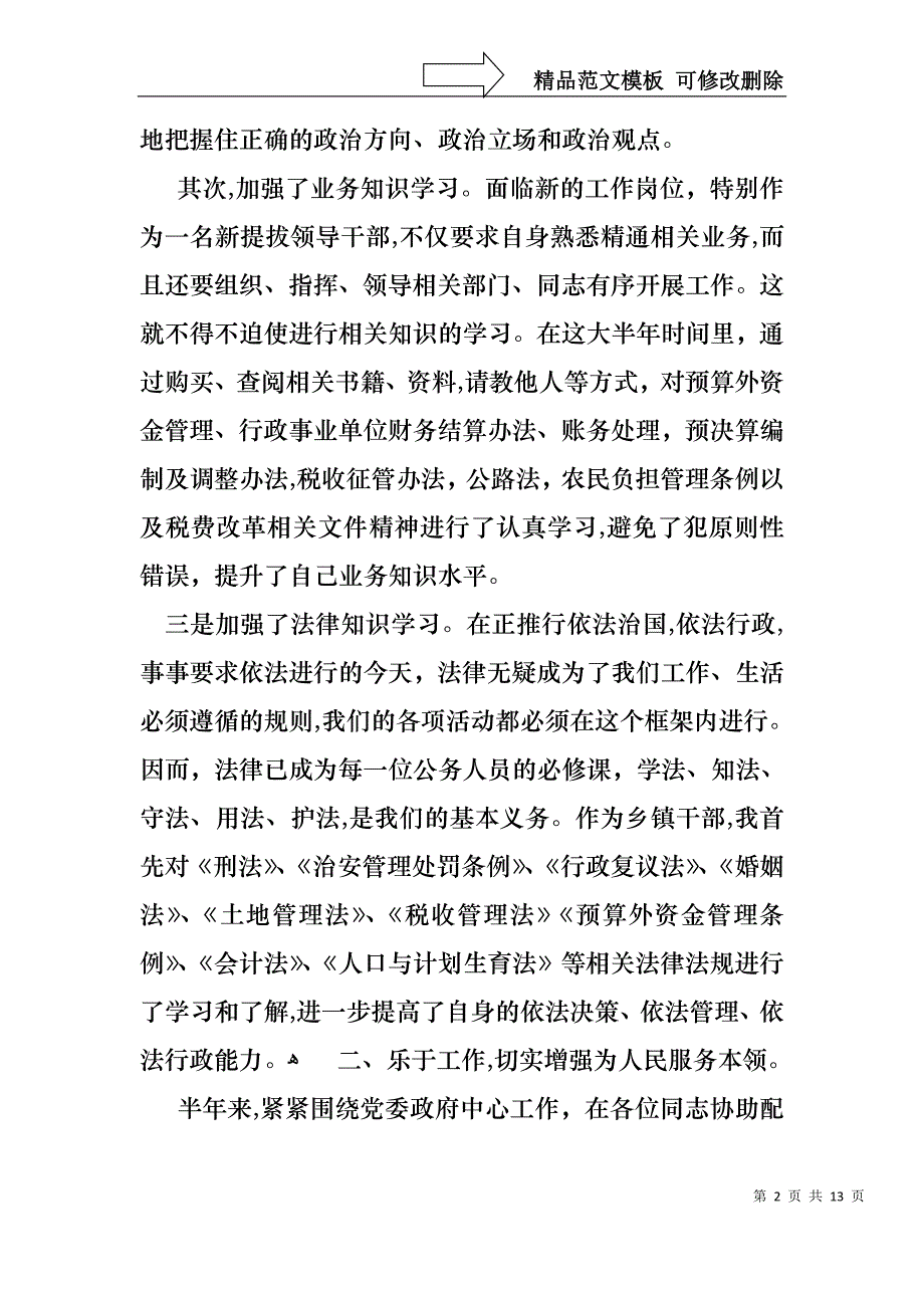 副镇长个人年终述职报告_第2页