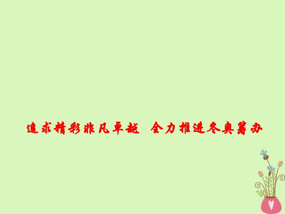 2018年高考政治 时政热点专题 追求精彩非凡卓越 全力推进冬奥筹办课件_第1页