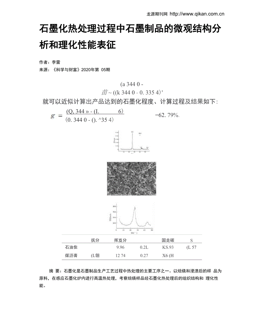 石墨化热处理过程中石墨制品的微观结构分析和理化性能表征_第1页