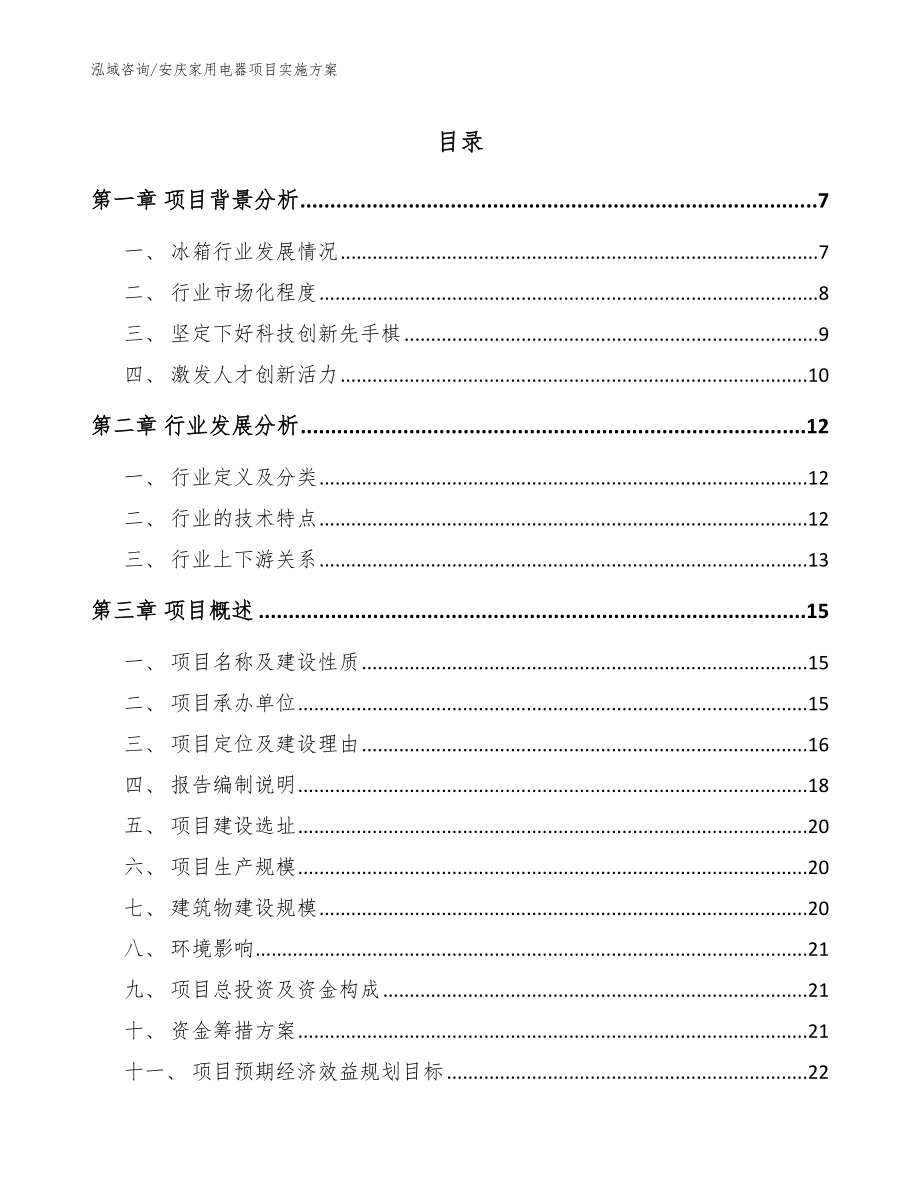 安庆家用电器项目实施方案（模板参考）_第1页