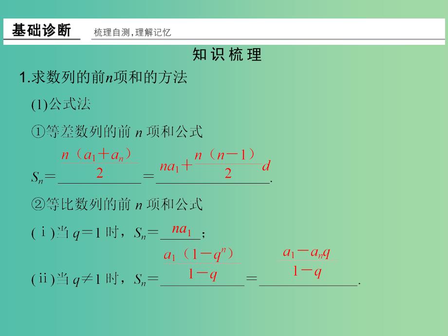 高考数学一轮复习 第六章 数列 第4讲 数列求和课件 理 新人教A版.ppt_第3页